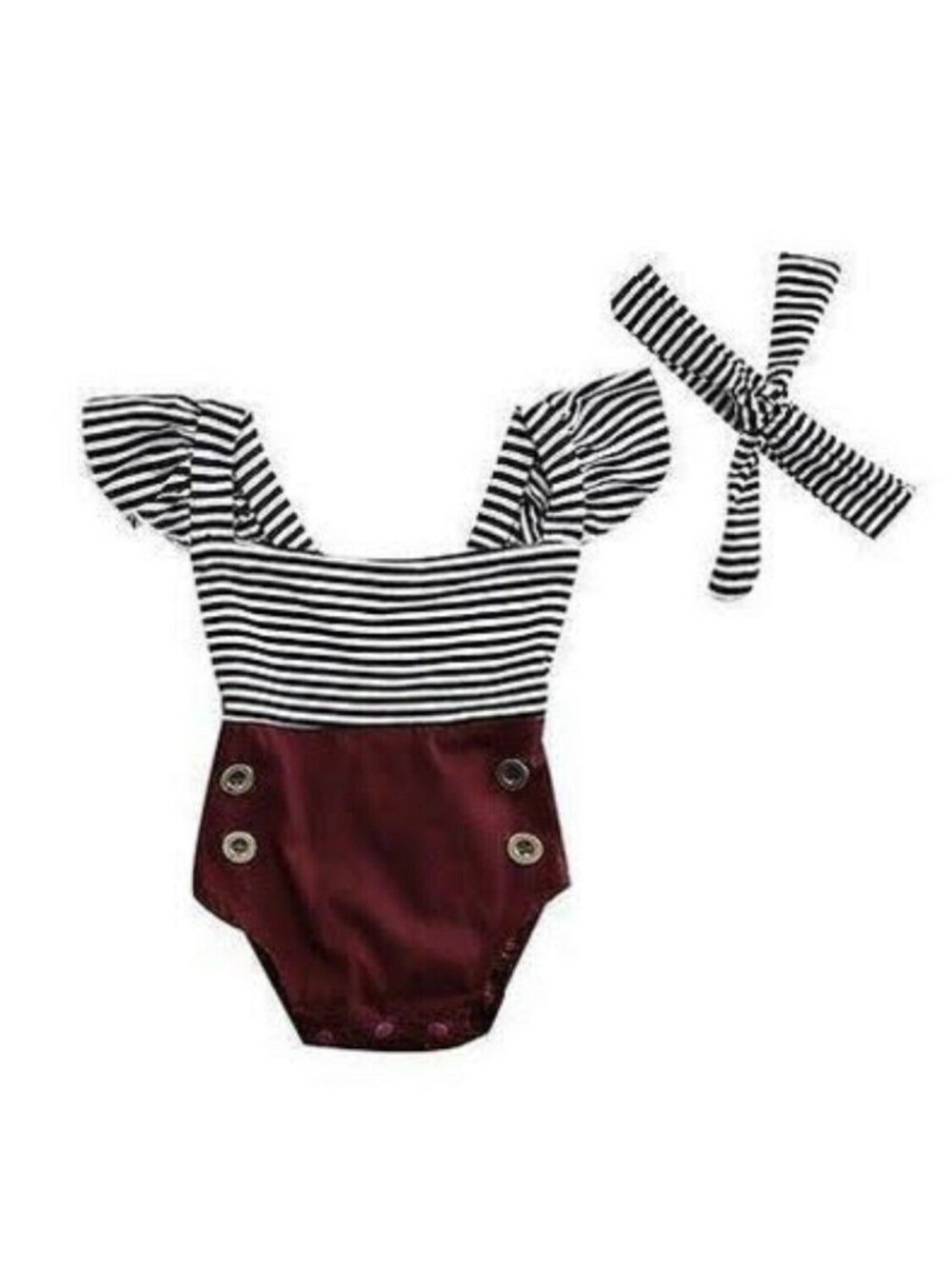 Baby Girl Boutique Romper Bodysuit Headband Outfit Set 6-12 Months NEW Summer